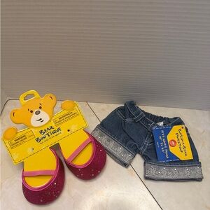 Build-A-Bear Sparkly Pink Shoes and Embroidered shorts NWT’s